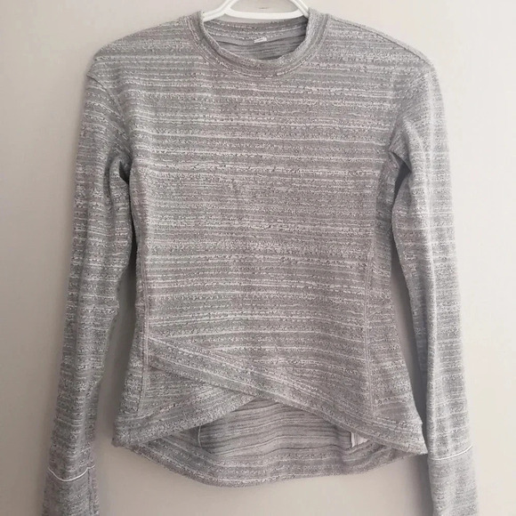 Lululemon Close to Crossing Long Sleeve *Rulu White Gray Stripe Jacquard 4 - Picture 3 of 16